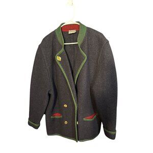 Vintage Sigi Scheiber Austrian Jacket Women’s Size 42 Wool Blend Navy & Green Wi